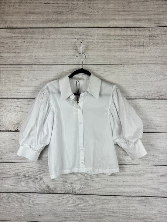 Zara Tops - Zara Women's White Puff Sleeve Button Up Blouse Size Medium